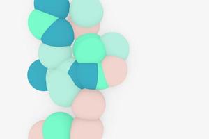Colorful background with green and nude metaball shapes cluster. Colored blobs. Abstract 3d illustration. Liquid color molecule structure photo