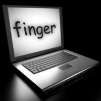 finger word on laptop photo