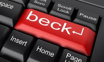 Beck palabra en el botón rojo del teclado foto