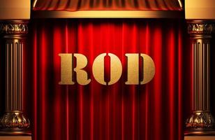 rod golden word on red curtain photo