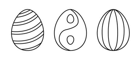 Vector Line art eggs with stripes for coloring. Easter holiday coloring page