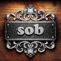 sob word of iron on wooden background photo