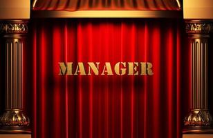 manager golden word on red curtain photo