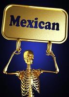 Mexican word and golden skeleton photo
