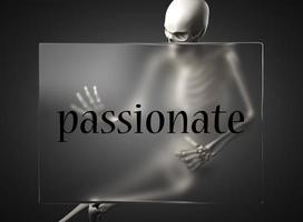 passionate word on glass and skeleton photo