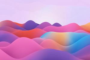 fondo 3d de onda de degradado líquido rosa, violeta y amarillo abstracto. forma fluida dinámica y suave con ilustración de sombra ruidosa foto