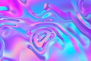 Trendy holographic pink and violet holographic gradient background. Abstract 3d wet fluid surface 3d visualization photo