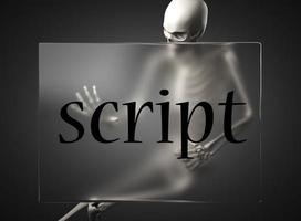 script word on glass and skeleton photo