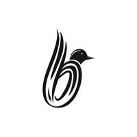 inspiración para el diseño del logotipo del pájaro con la letra b como forma del cuerpo y la cola, el logotipo del pájaro de la letra b es negro sobre un fondo blanco vector