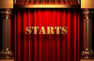 starts golden word on red curtain photo