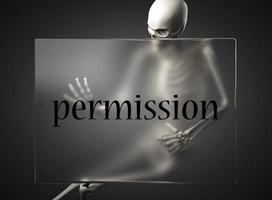 permission word on glass and skeleton photo