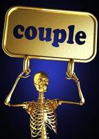 couple word and golden skeleton photo