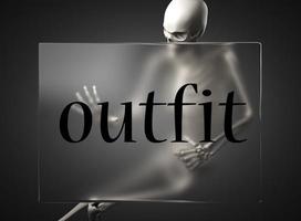 outfit word on glass and skeleton photo