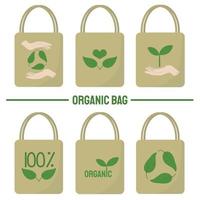 Organic bags. Eco-friendly bags. Ecology care bag. vector