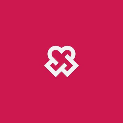 Heart Tape Logo design, monogram icon unique idea