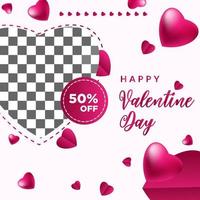 Valentine's day background templates with purplish red heart shapes, status on social media on Valentine's Day vector