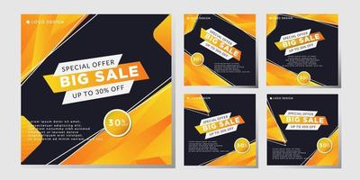 Bundle special offer, yellow social media post template, vector eps 10 marketing design