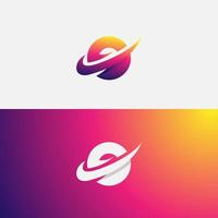 Abstract logo outer space theme. gradient monogram design space vector