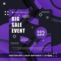 Modern big sale event banner background, social media post template big sale