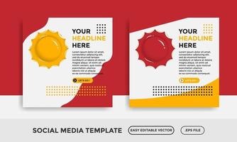 social media template with shape abstract. color red and yellow branding vector