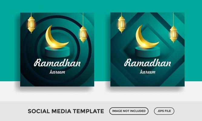 Template ramadhan kareem abstract circle and square background
