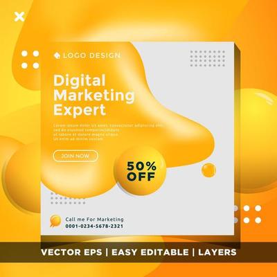 Digital business marketing social media post template, vector eps 10