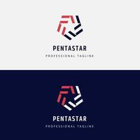 Pentagon Star Logo Template, modern icon combination pentagon and stars vector