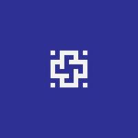 code wheel logo, this concept is made from the shape of a pinwheel and qr code, square monogram icon vector