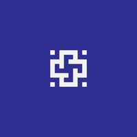 logotipo de rueda de código, este concepto está hecho de la forma de un molinete y código qr, icono de monograma cuadrado vector