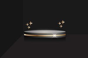 empty black podium or stand product with gold ring. podium product, 3d podium vector