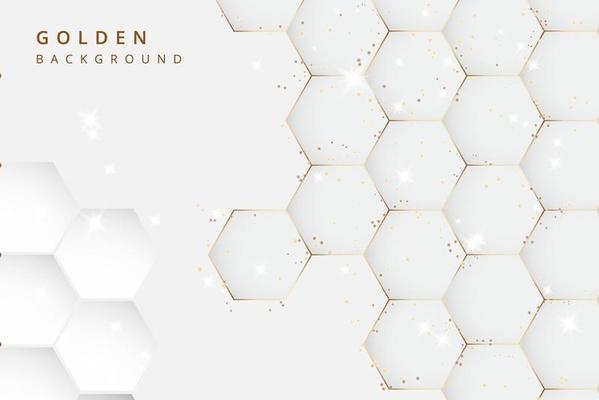 abstract background with hexagons and ornament gold color