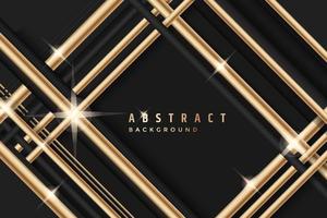 Abstract black and gold background with line 3d. vector