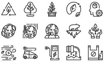 Set of Vector Icons Related to Ecology. Contains such Icons as Recycle, Tree, Plant, Leaf, Ecological Mind, World Ecology and more.