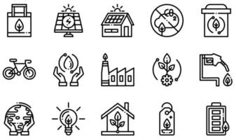 Set of Vector Icons Related to Ecology. Contains such Icons as Eco Bag, Solar Panel, Zero Emission, Recycle Bin, Ecosystem, Protect Earth and more.