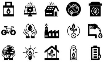 Set of Vector Icons Related to Ecology. Contains such Icons as Eco Bag, Solar Panel, Zero Emission, Recycle Bin, Ecosystem, Protect Earth and more.