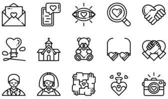 Set of Vector Icons Related to Love. Contains such Icons as Love Letter, Loving, Hand In Hand, Groom, Bride, Love Potion and more.