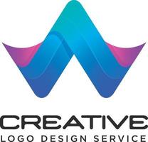 plantilla de logotipo w degradado abstracto vector