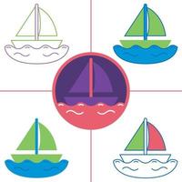 sailboat in flat design style vector