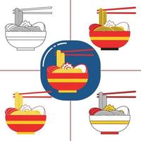 Ramen in flat design style vector