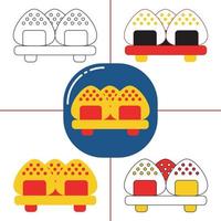 onigiri en estilo de diseño plano vector