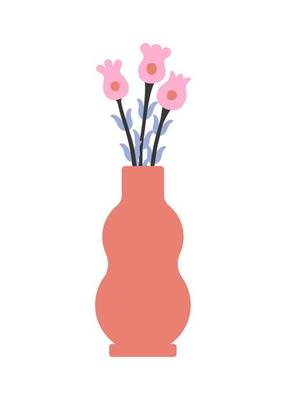Holiday poster with a flower bouquet in a vase. Vintage vector illustration for Easter card