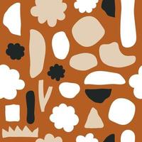 Bohemian, modern chic brown seamless pattern with abstract shapes in hand drawn style.Vector boho seamless repeating background