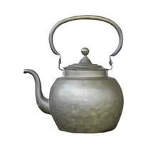 Antique hot kettle isolated white background.Clipping path