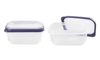 Disposable Plastic Food Container On White Backdrop Stock Photo