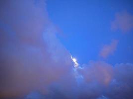 shy shine bright moonlights in the twilight clouds blue sky photo