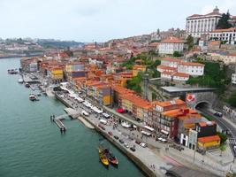 Vew of picturesque colorful Porto Old Town on the river photo