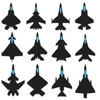 modern jet fighter icon collection set vector design