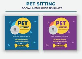 Pet Care Social Media Post Template, Pet Sitting Social Media Post Template, Pet Walkers poster vector