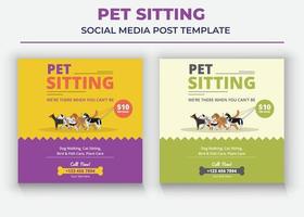 plantilla de publicación en redes sociales para el cuidado de mascotas, plantilla de publicación en redes sociales para cuidado de mascotas, póster de paseadores de mascotas vector