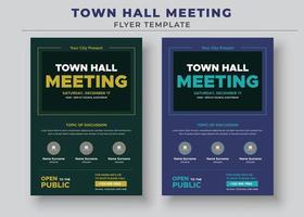 Town Hall Meeting Flyer Templates, City Hall Flyer and Poster vector